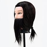 Neverland Beauty 14Inch 80% Real Hair Beard Hairdressing Training Man Mustache Style Head Mannequin with Clamp #2