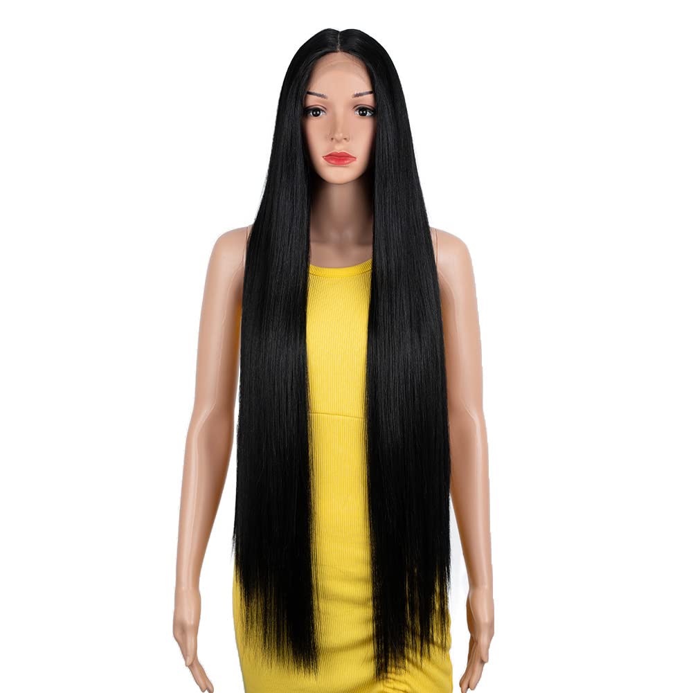 DÉBUT Lace Front Wig Super Long Straight Wig for Women 38 inches 260g Synthetic Hair Heat Resistant Fiber 130% Density