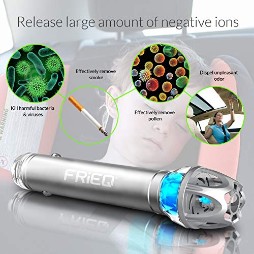 FRiEQ Car Air Purifier, Car Air Freshener and 2-in-1 Ionic Air Purifier | Remove Dust, Pollen, Smoke and Bad Odors - Available for Your Auto or RV