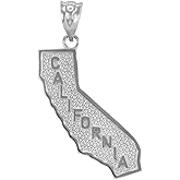 California Golden State Map Charm Pendant in 925 Sterling Silver