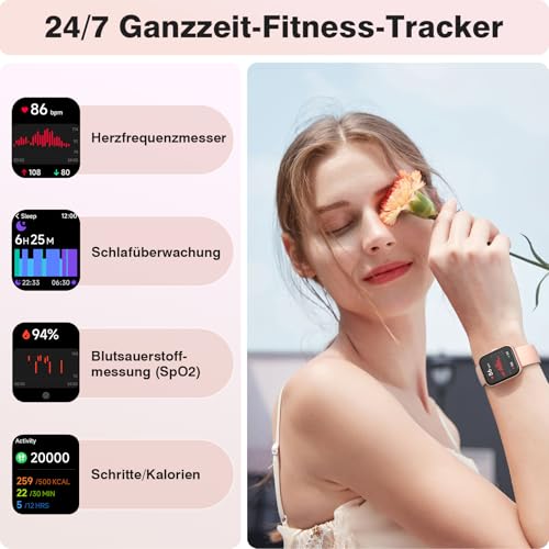 Women's Smartwatch with Phone Function/Whatsapp, 1.85 Inch Smart Watch Fitness Tracker with Heart Rate/Sleep Monitor, 10 Day Battery, 120+ Sports Modes, 3ATM Waterproof Fitness Watch for Samsung / Android / iOS