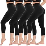 3-Pack High Waisted Leggings For Women - Super Soft & Tummy Control For Yoga, Running, Everyday (Capri Black, L/XL)