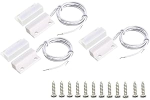 JING Magnetic Reed Switch MC-38 NC Surface Mount Wired Door Window Alarm, Magneti Door Switch, Contact Sensor, for Home Security and Burglar Alarm Magnetic Reed Switch,Sets of 3