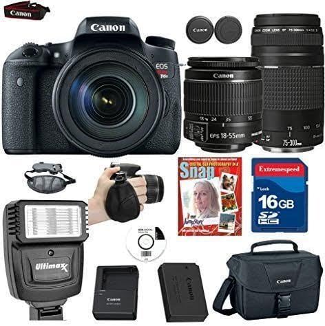 Canon EOS Rebel T6s DSLR + Canon 18-55 IS (Image Stabilizer) STM Lens + Canon EF 75-300mm f/4-5.6 III Lens + Top Value Bundle - International Version