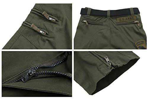 EKLENTSON Men's Cargo Work Pants Big and Tall Outdoor Straight-Fit Military Pants Army Green