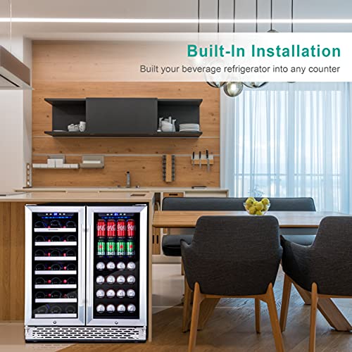Phiestina Wine and Beverage Refrigerator 30 Inch BuiltIn Dual Zone