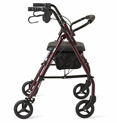 Healthcare Direct Steel Rollator Walker with 350 lb. Weight Capacity, Burgundy - Image 4