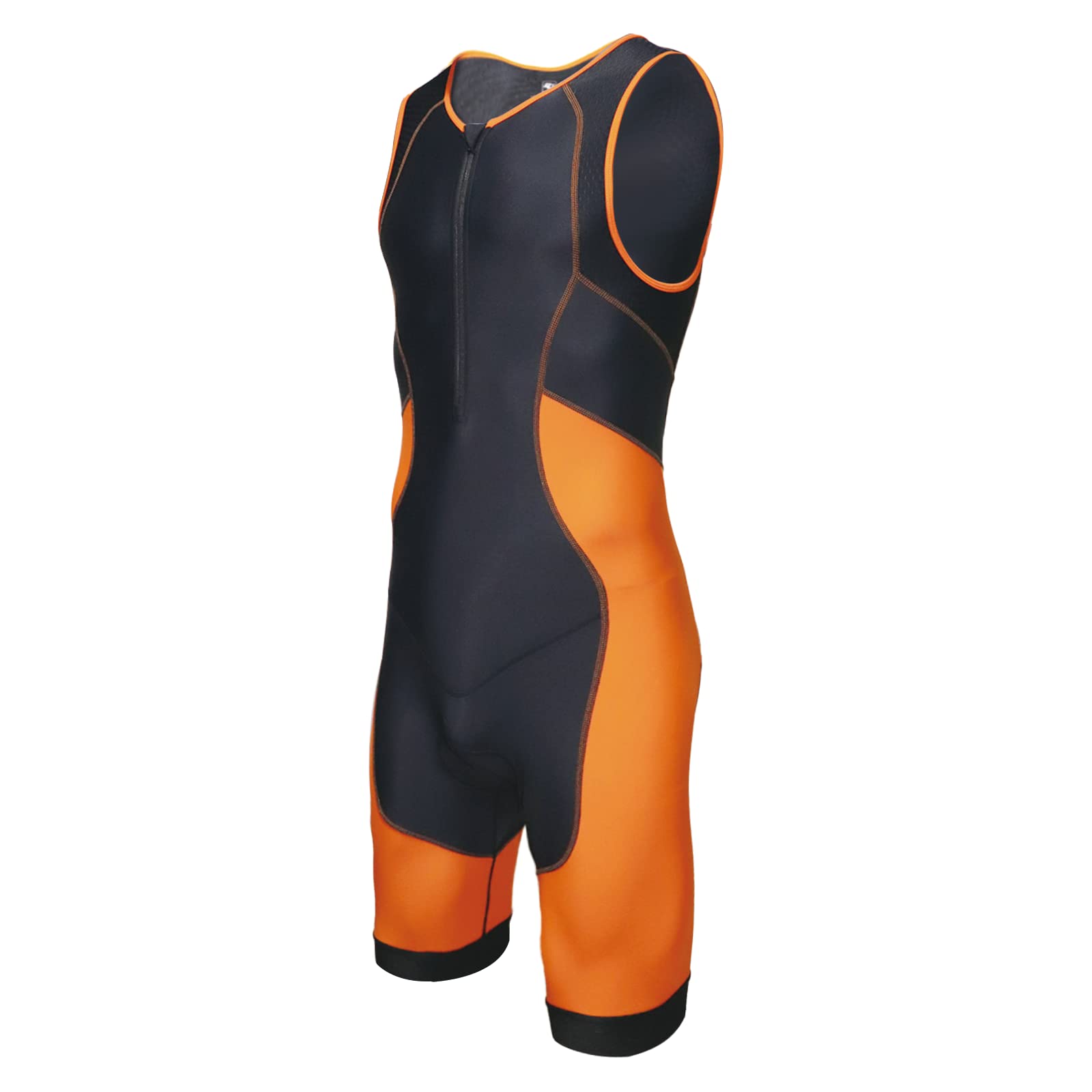 CGLRybO Men's Pro Sleeveless Triathlon Suit - Quick-Dry Skin-Tight for Swimming Cycling Running - High-Performance Tri Gear Orange