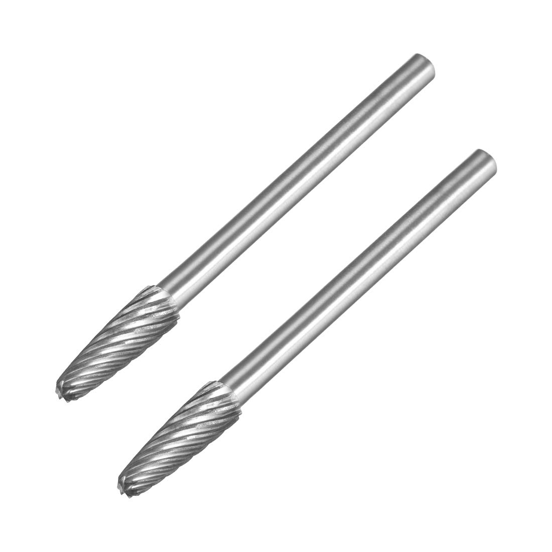 sourcing map Tungsten Carbide Rotary Files 1/8" Shank, Single Cut Taper Shape Rotary Tool 4mm Dia, for Die Grinder Drill Bit Alloy Steel Hard Metal Carving Polishing Engraving, 2pcs