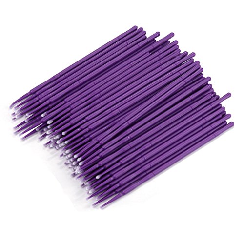 Iusun 100Pcs Bottle Microblading Micro Brushes Swab Lint Free Tattoo Permanent Supplies (Purple)