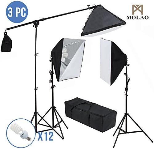 Auauna 2400W Photo Studio Photography 3 Softbox Light Stand Continuous Lighting Kit