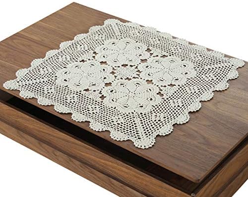 Beige 19 Inch Square HANDMADE 100% Cotton Crochet Lace Tablecloth Doilies