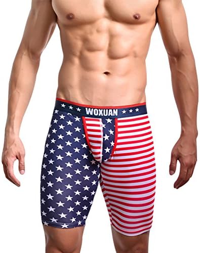 HXDYXGS Men's Underwear Modern American Flag Pattern Long-Leg Boxer Brief (L)