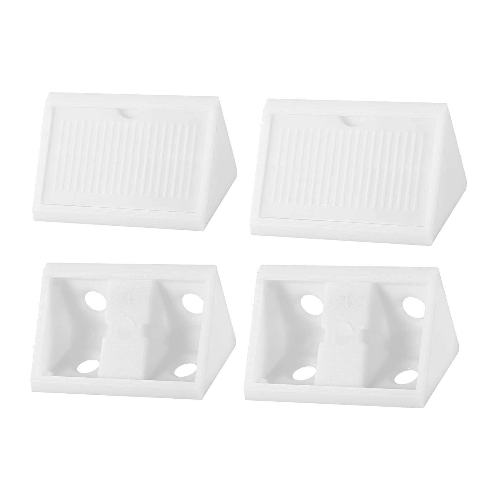 DTGN 42x20x20mm(LxWxH) Plastic Corner Brackets -100Pack - Good for Furniture Repairing - 4 Holes L Shape Right Angle Brace - White