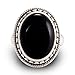 Chuvora 925 Oxidized Sterling Silver Natural Black Onyx Gemstone Oval Rope Edge Vintage Band Ring Size 8