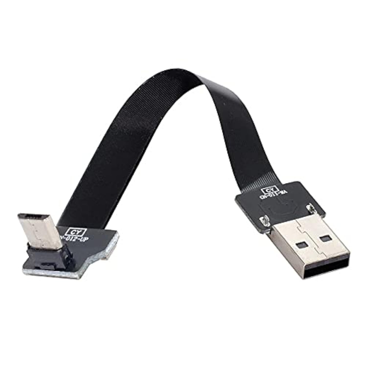 Cablecc Up Angled USB 2.0 Type-A Male to Micro USB 5Pin Male Data Flat Slim FPC Cable for FPV & Disk & Phone 200cm — image 1