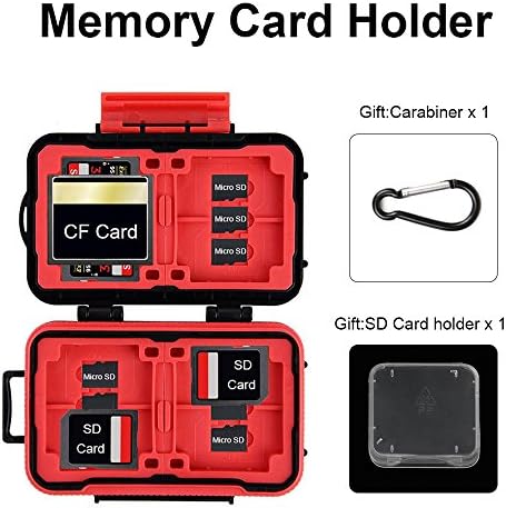 Hengye Memory Card Holder Waterproof Shock Resistant Protector Carrying Case 24 Slots for 4 CF &amp; 8 SD &amp; 12 TF/Micro SD Storage with Carabiner