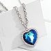 Neoglory Christmas Gift Made with Swarovski Elements Three Colors Crystal Heart Pendant Necklace 21