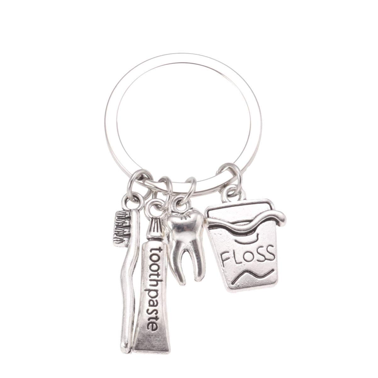 Amosfun Keyring Toothbrush Toothpaste Keychain Pendant for Dentist Hygienist Assistant