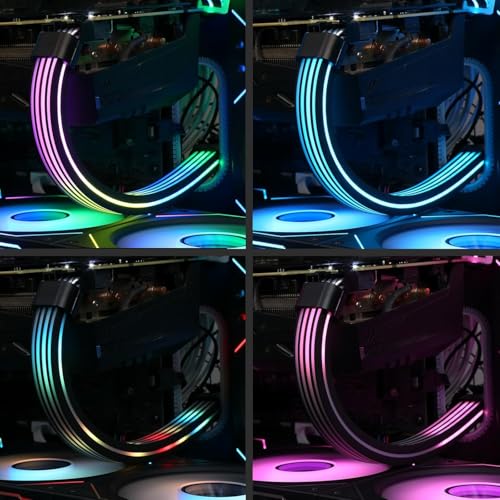 RGB PCIe Extension Cable with 8-Pin, ARGB GPU Power Cable with Addressable LEDs, 5V 3-Pin Connector for RTX 3060/4060/4070 & RX 6600/580, PC Case Lighting Accessory(Black, 34.5cm Length)