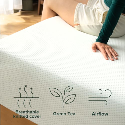 ZINUS 12 Inch Green Tea Memory Foam Mattress, Fiberglass Free, Patented