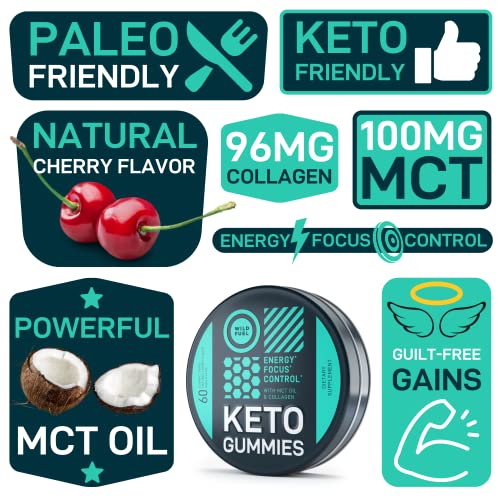 Keto Candy MCT Oil Keto Gummies with Collagen Pre Workout Keto Gummy Energy Chews Physical