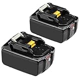 Topbatt Replacement BL1860B Battery for Makita 18V 6.0Ah Lithium BL1860 BL1850 BL1840 BL1830 BL1815 LXT-400 194204-5 Cordless Tools 2Packs