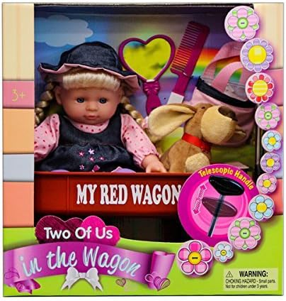 Kid Concepts Plastic Baby Doll With Wagon Playset