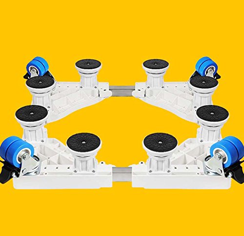 Click Here to See More Images DSHBB Washing Machine Base, Universal Multi-functional Adjustable Base With Casters,Adjustable Trolley For Washing Machine Pedestal Fridge Base Rack (Color : White)