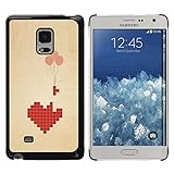 FECELL CITY // Hard PC Aluminium Sticker Case Cover Decorative Shell for Samsung Galaxy Mega 5.8 9150 9152 // Love Pixel Art Balloon Brown Beige Heart