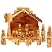 Holy Land Market Olive Wood Nativity Set with Stable - 12 Piece Kids Wooden Nativity Scene (Bark Roof Stable)