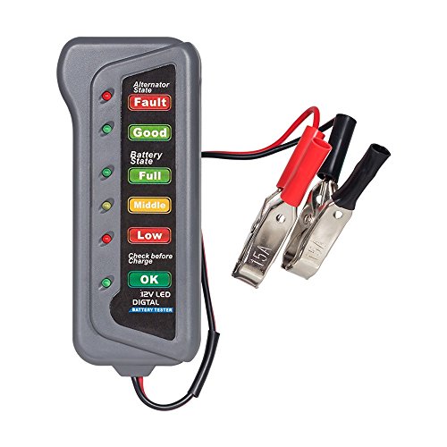 KINGBOLEN 12V Digital Battery Alternator Tester Car Vehicle Diagnostic Tool with 6 LED Lights Display Battery Testers