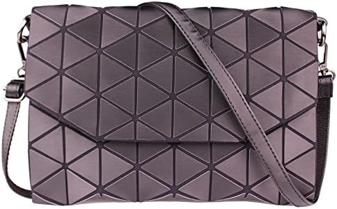 Geometric Shard Lattice Crossbody Shoulder Bags For Women Small PU Leather Holographic Purse