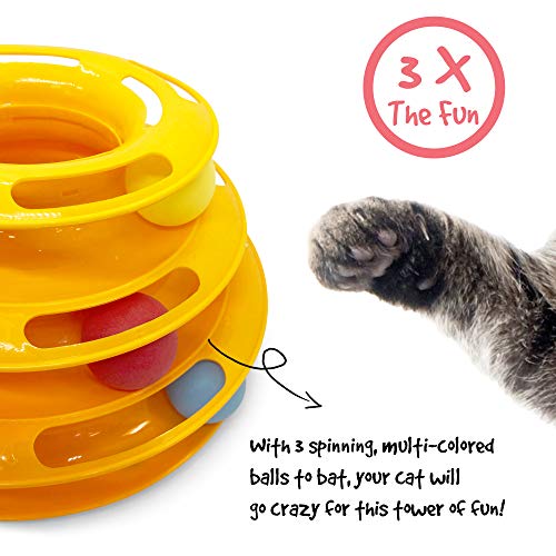 Pet Craft Supply Interactive Cat & Kitten Three Layer Colorful Track Ball Tower Fun Mental Stimulation Physical Exercise Puzzle Cat Toys