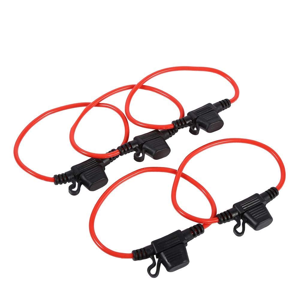 Ejoyous 5pcs Online Car Blade Holder, 12V 30A Mini In-Line Holder with 12 AWG Wire for Car Fuses, Red + Black