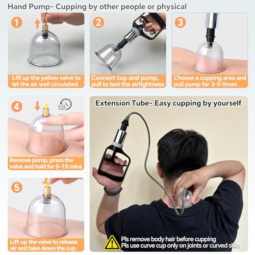 AIKOTOO Cupping Kit for Massage Therapy Set with Pump 12 Massage Cups for Cellulite Reduction Muscle Back Pain Relief Physical Therapy