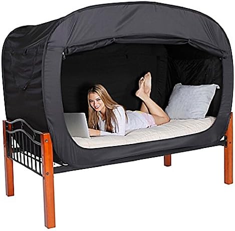 Privacy Pop Twin Bed Tent in Black provides a convenient and easy way to enjoy privacy in shared Bedrooms, Open Sleeping Areas, Multi-Occupancy Dorm Rooms
