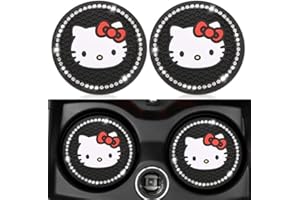 TUINS 2PCS Bling Car Cup Coaster,Silicone Non-Slip Pads for Cup Holder Car Coasters,Cute White Bling Car Interior Accessories for Women and Girls