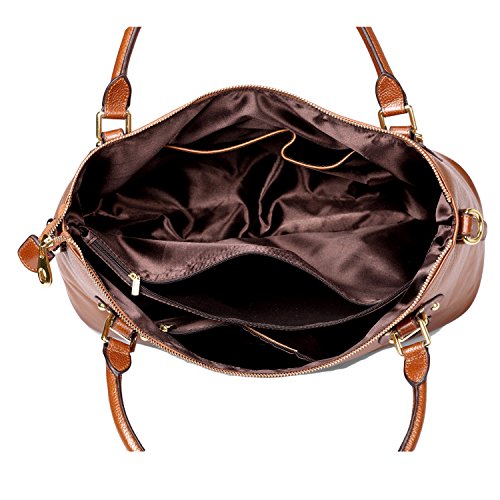 Jack&Chris Ladies Handbags and Purses Tote Bag for Women Leather Shoulder Bag, WBDZ8008DS (Brown-small)