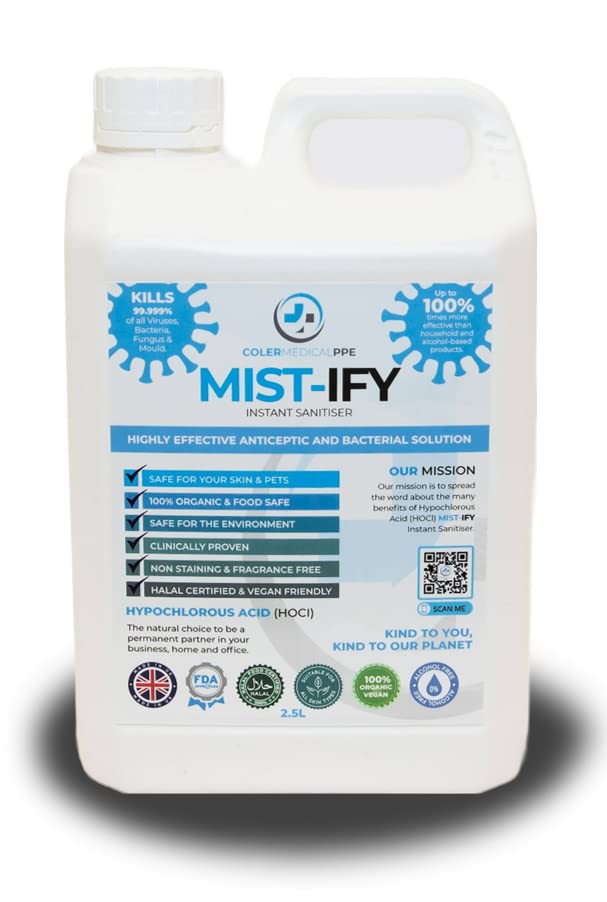 Hypochlorous Acid HOCl Liquid - MIST-IFY Instant Sanitiser - 2.5 Litre | Strength 200ppm