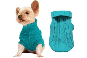 CMREAEC Dog Sweaters for Small Dogs, Pet Sweaters Classic Knitwear Winter Girl Boys Dog Clothes Chihuahua Coat Warm Puppy Costume Clothing Cute Doggie Sweater Apparel for Yorkie Christmas