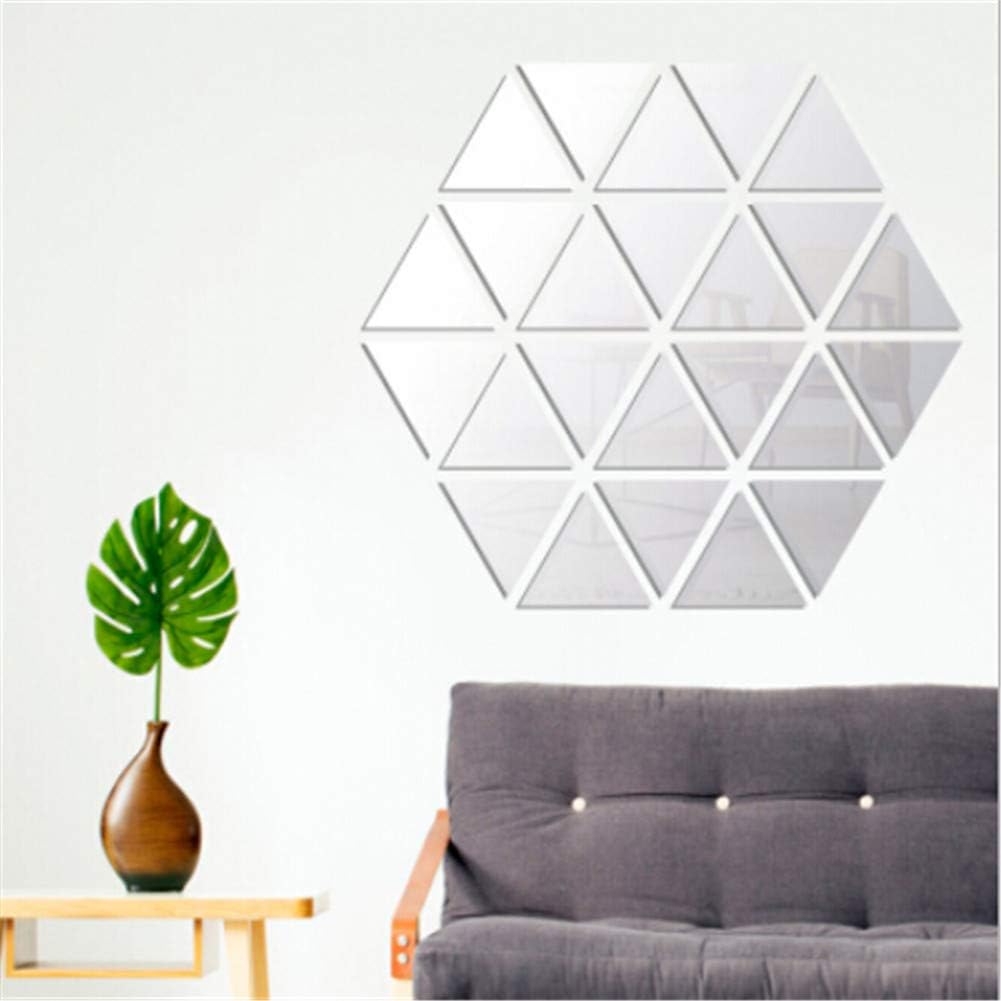 JoyFan Triangle Acrylic Mirror Wall Art Stickers,Removable DIY Home Decoration Crystal Pyramid Wall Art 3D Acrylic Mirror Wall Mirror Sticker Geometric Pattern Room Decor-Art Craft Decoration