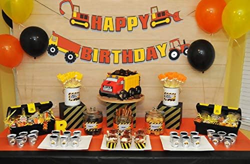 16 Pcs Jevenis Construction Truck Birthday Cake Decoration With