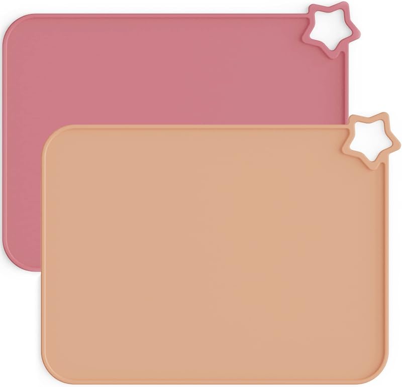 Moonkie Silicone Placemats for Baby & Kids 2 Pack Warm Pink/Muted