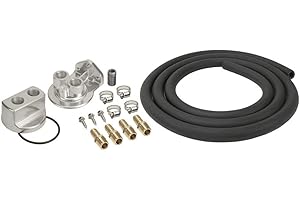 Derale Remote Oil Filter, Single Filter, 3/4-16 in Thread Adapter, 10 ft Hose, 3/4-16 in Thread Housing, Fittings/Hardware, Universal, Kit