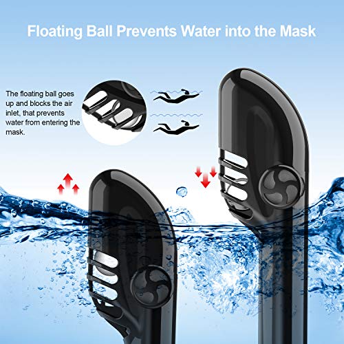 Full Face Snorkel Mask, 180°Panoramic View Free Breathing Foldable Tube Design, Anti-Leak Anti-Fog Snorkeling Diving Mask with Detachable Camera Mount & Adjustable Head Straps for Adult Black (S/M) - Thumbnail 3