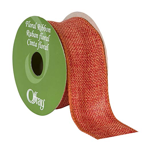 Berwick Offray 1.5" Wide Rustic Saddle Polyester Ribbon, Orange, 4 Yards