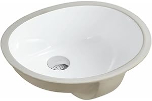 MAKTMOI Kingsman 17.5 INCH Durable Oval Undermount Vitreous Ceramic Lavatory Vanity Bathroom Sink - Pure White (17.5 INCH)