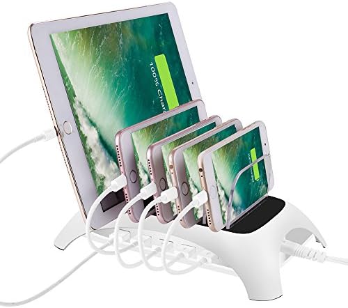 USB Charging Station, BODECIN Universal Multiport USB Charging Station Dock, 5 Ports Charging Desktop Docks Organizer for Smartphones, Tablets and More