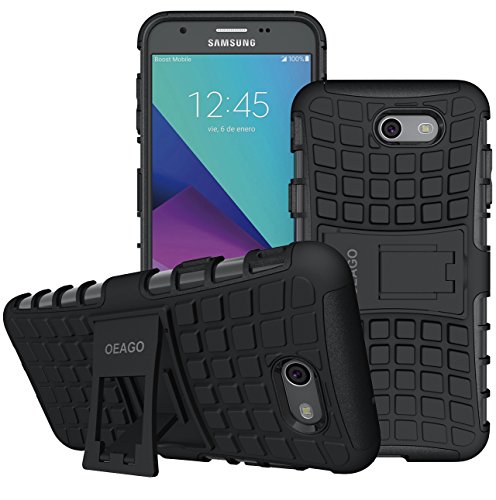 Galaxy J7 V Case, Galaxy J7 Prime Case, Galaxy J7 Perx Case, Galaxy J7 Sky Pro / Galaxy Halo Case, OEAGO Samsung Galaxy J7 2017 Case Tough Rugged Dual Layer Protective Case with Kickstand - Black
